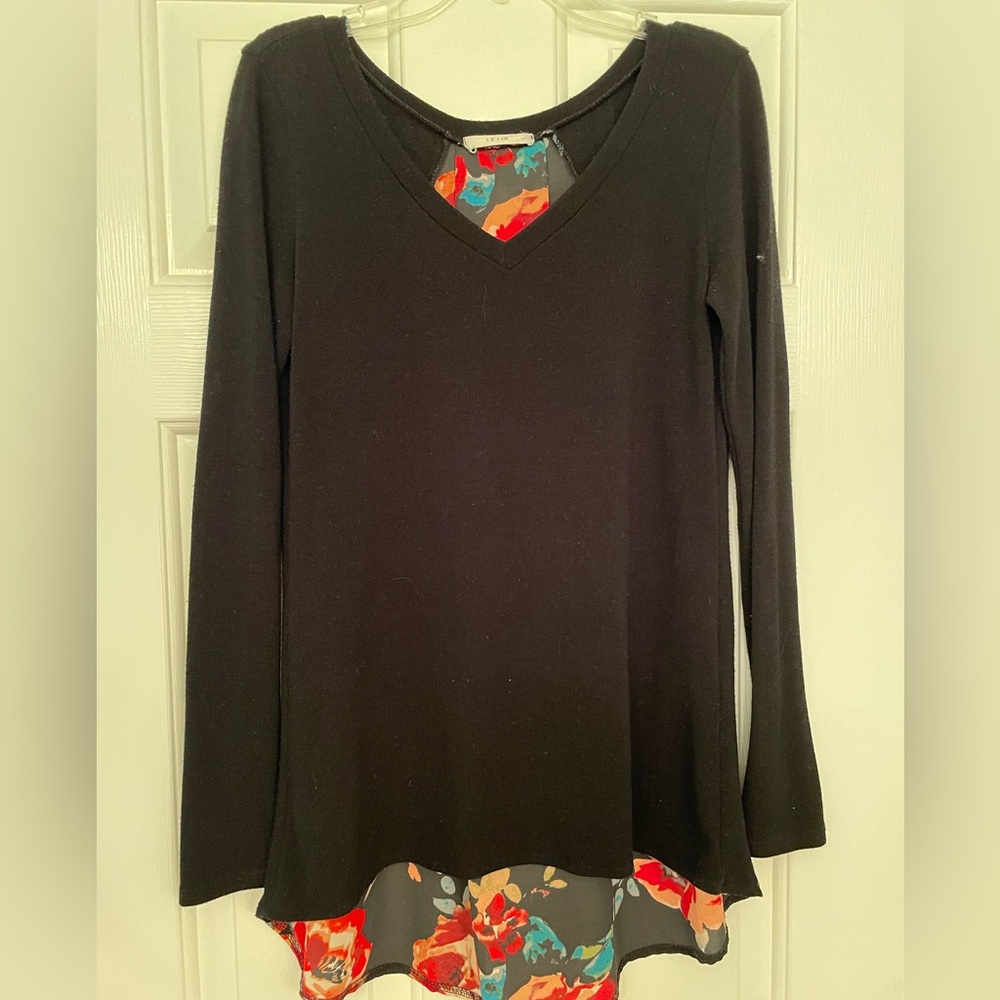Black Sweater with Floral Back